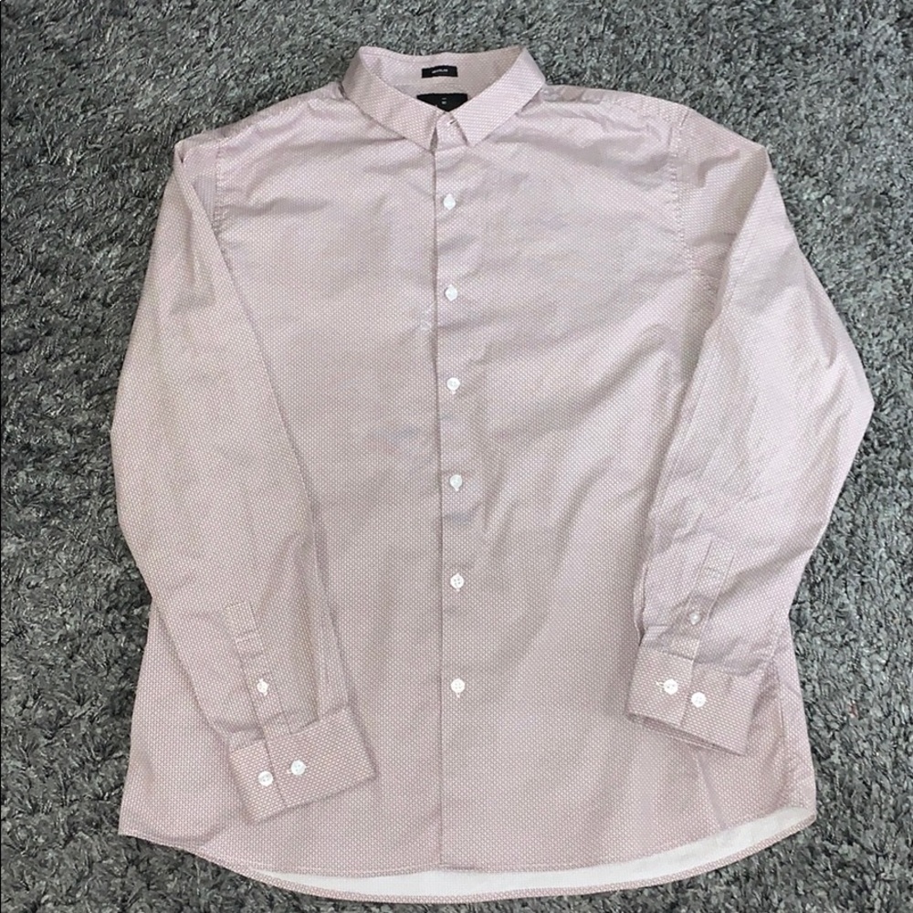 Men’s Maroon and White Stretch Dress Shirt